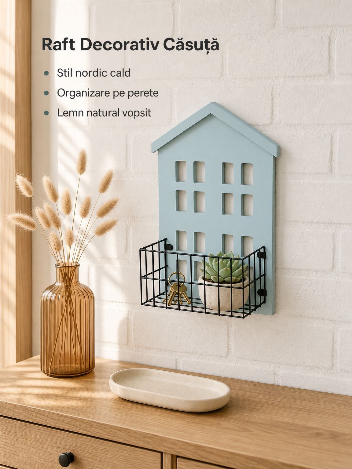 Raft decorativ de depozitare pentru perete