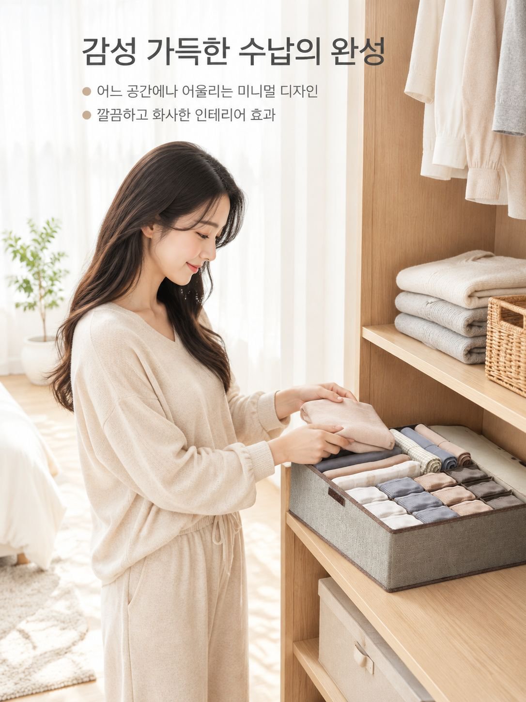 가정용 학생 기숙사 3 in 1 뚜껑 분리형 속옷 정리함