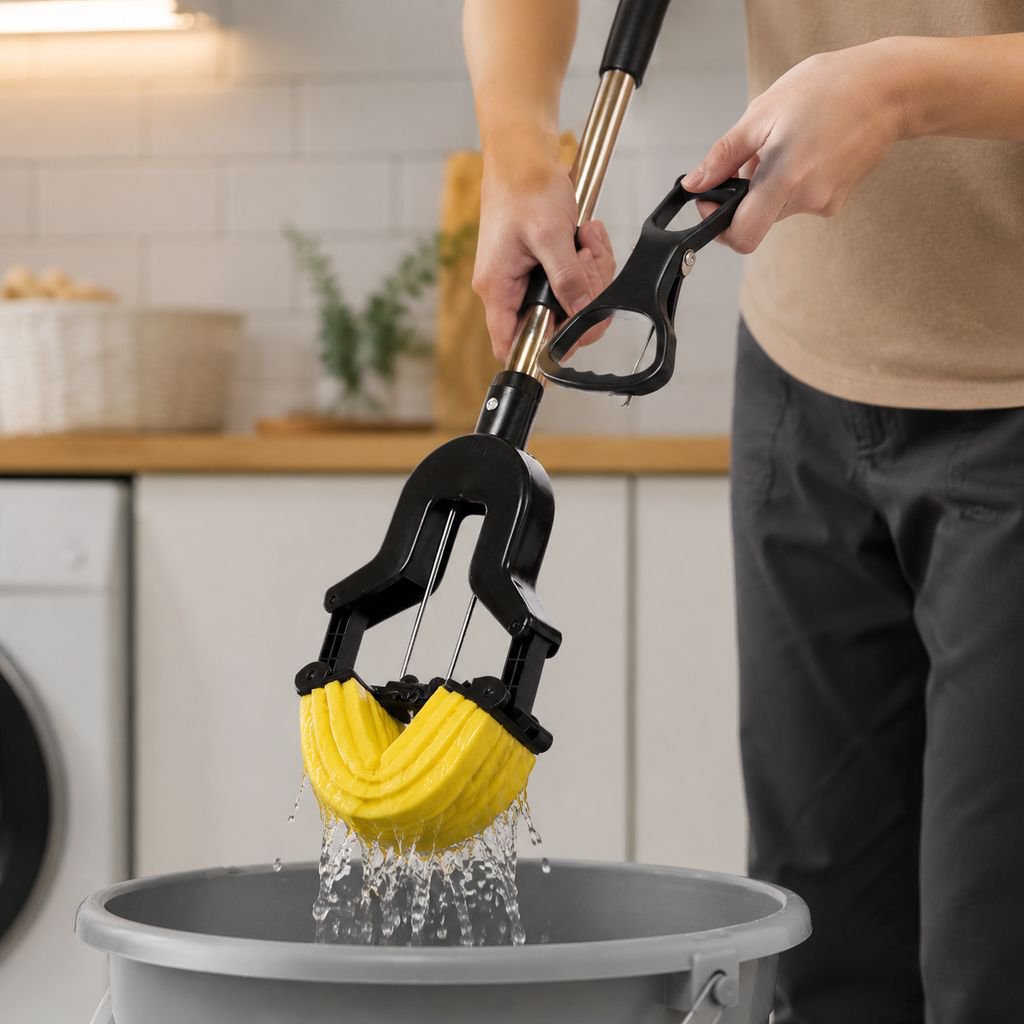 Collapsible Sponge Mop with Extendable Stainless Steel Handle