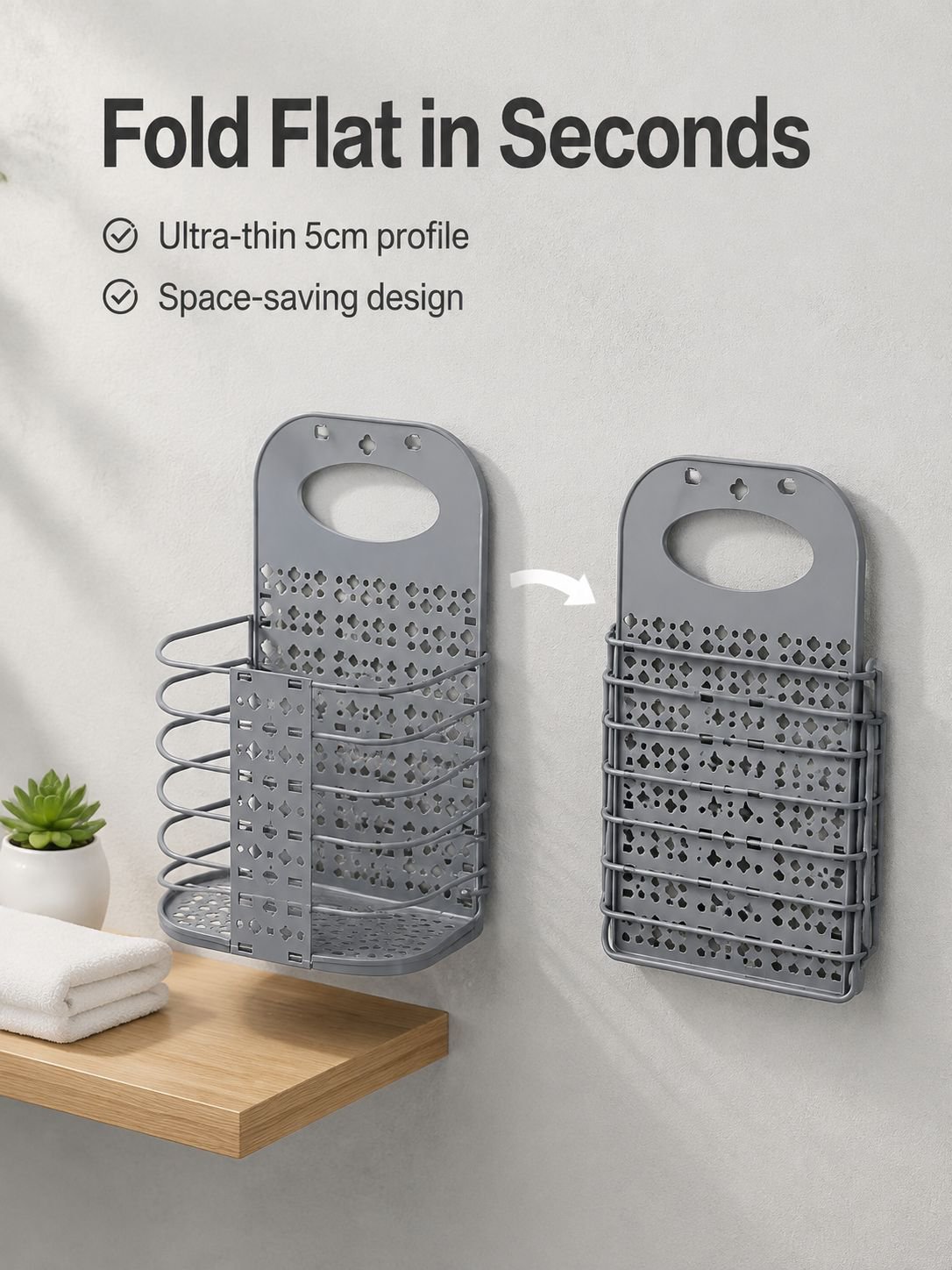 Wall-Mounted Foldable Laundry Basket