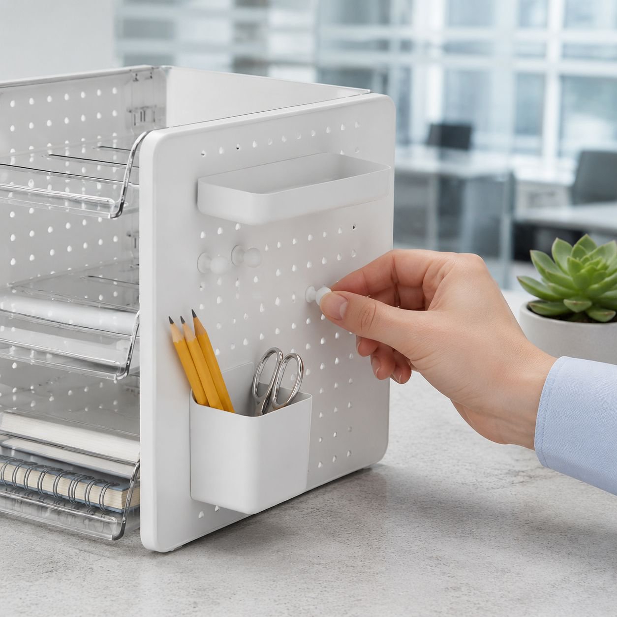 Office Desk Pegboard Storage Box for Stationery and Cosmetics