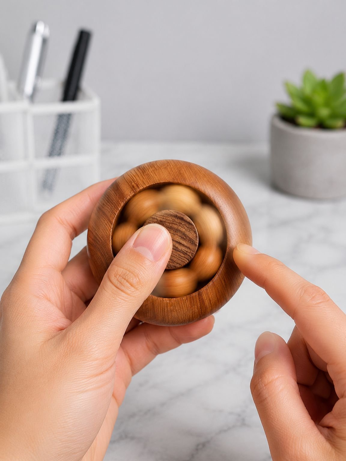 Wooden rotating bead fingertip toy mobile game stress relief toy desktop play fingertip rotation adu