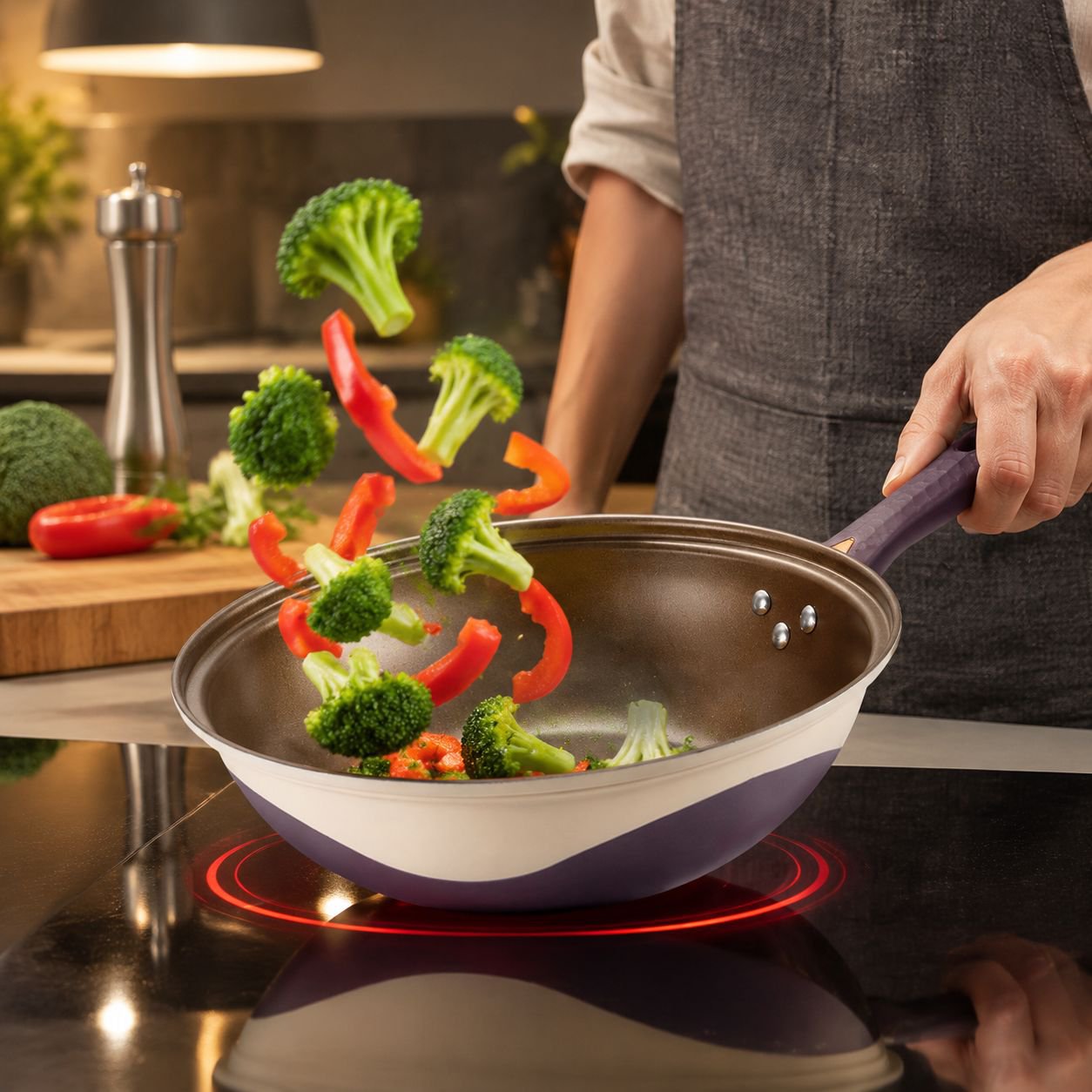 Induction Micropressure Healthy StirFry Pan Flatbottomed Titanium NonStick Pan Flat Pan