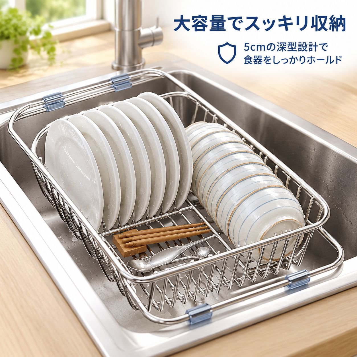 キッチン用ステンレス水槽排水バスケット