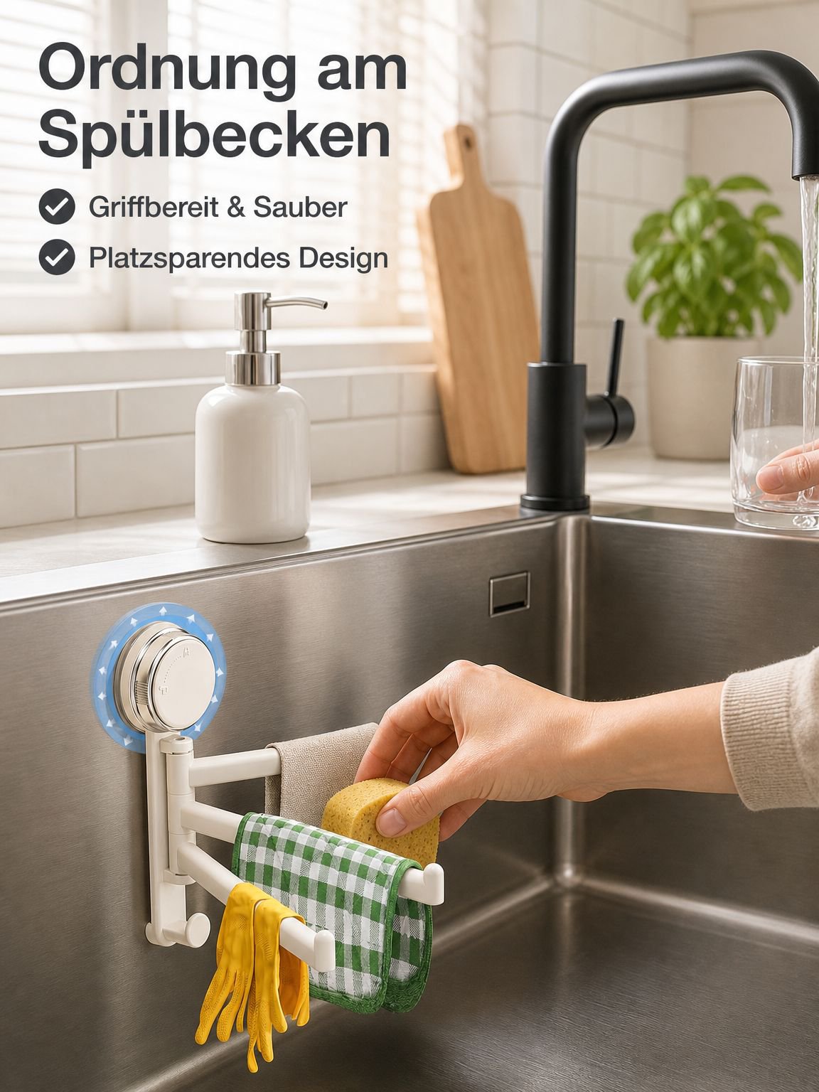 Multifunktionale drehbare Abtropfablage für Spüle und Fensterbank