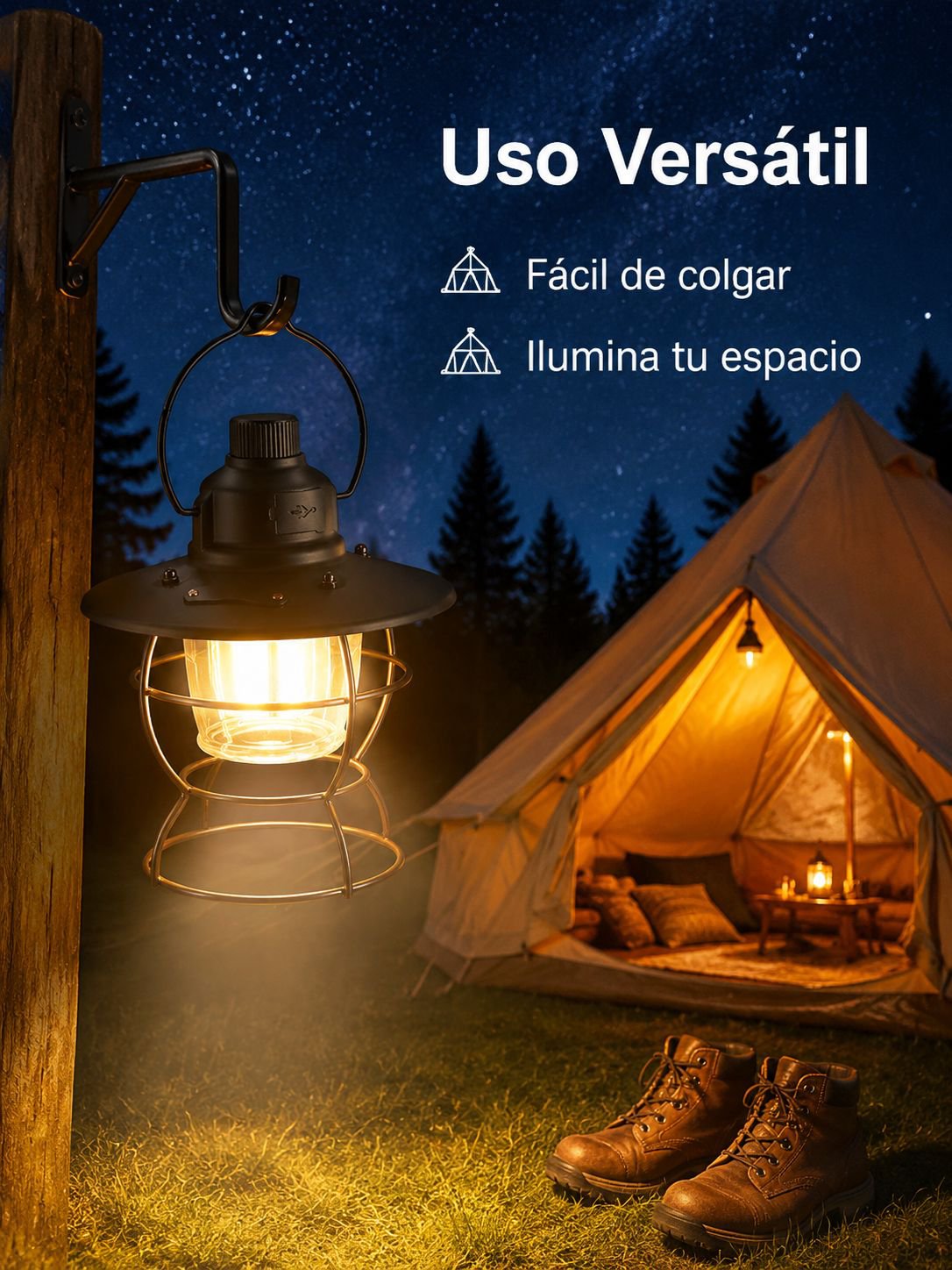 Lámpara de campamento inalámbrica de metal