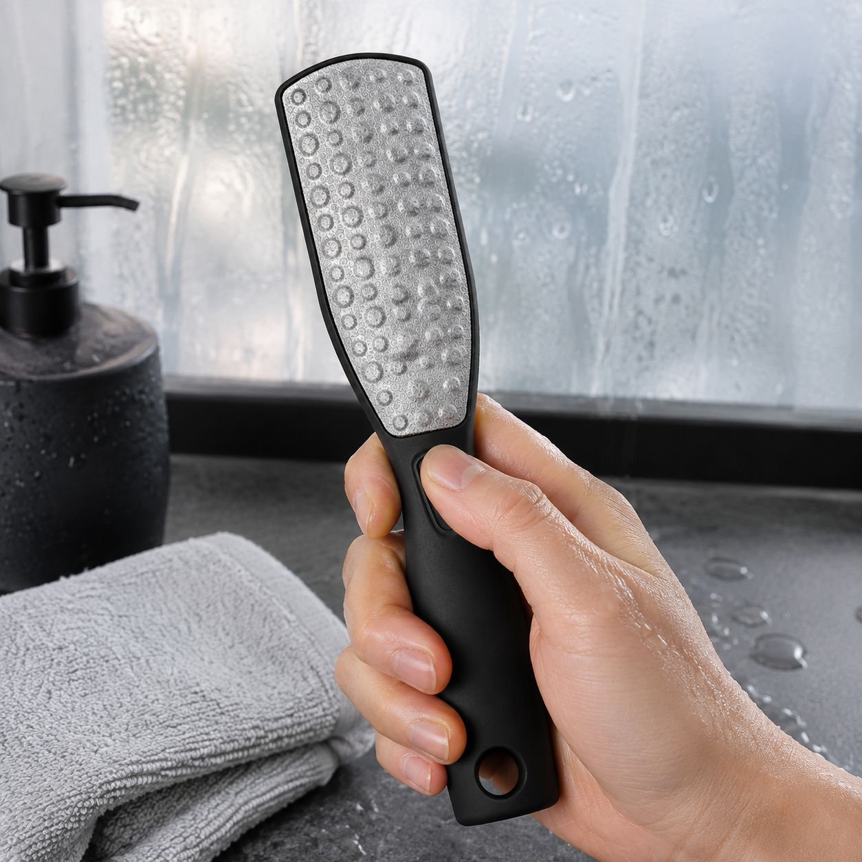 Stainless steel double-sided foot file for removing calluses