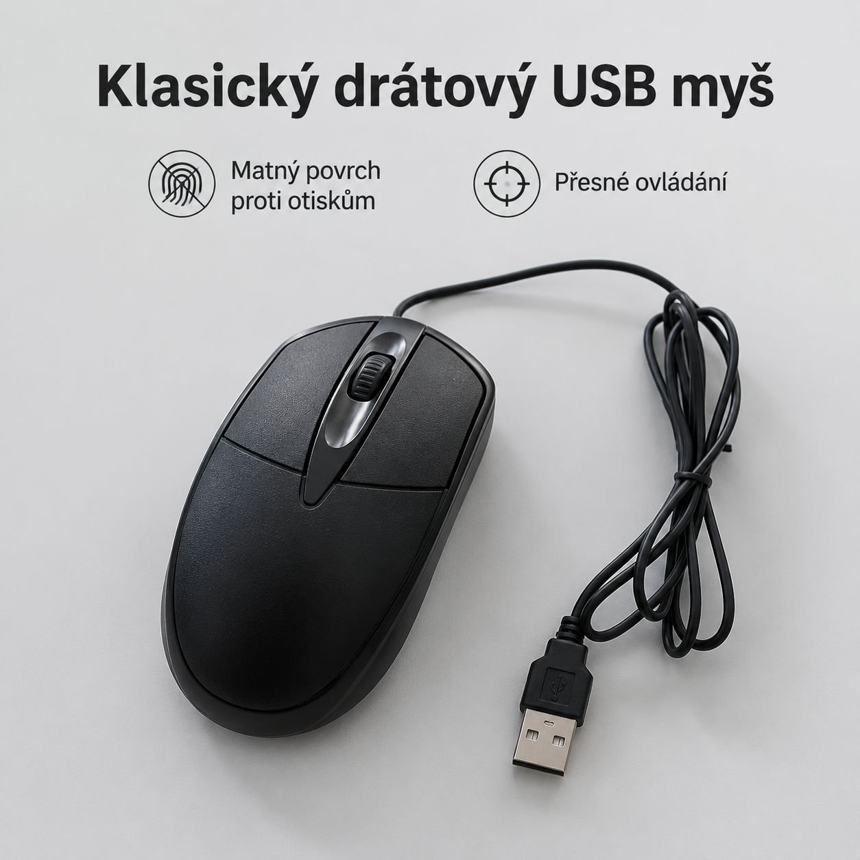 USB kabelová myš vhodná pro stolní počítače, notebooky, kancelářské použití a hraní her