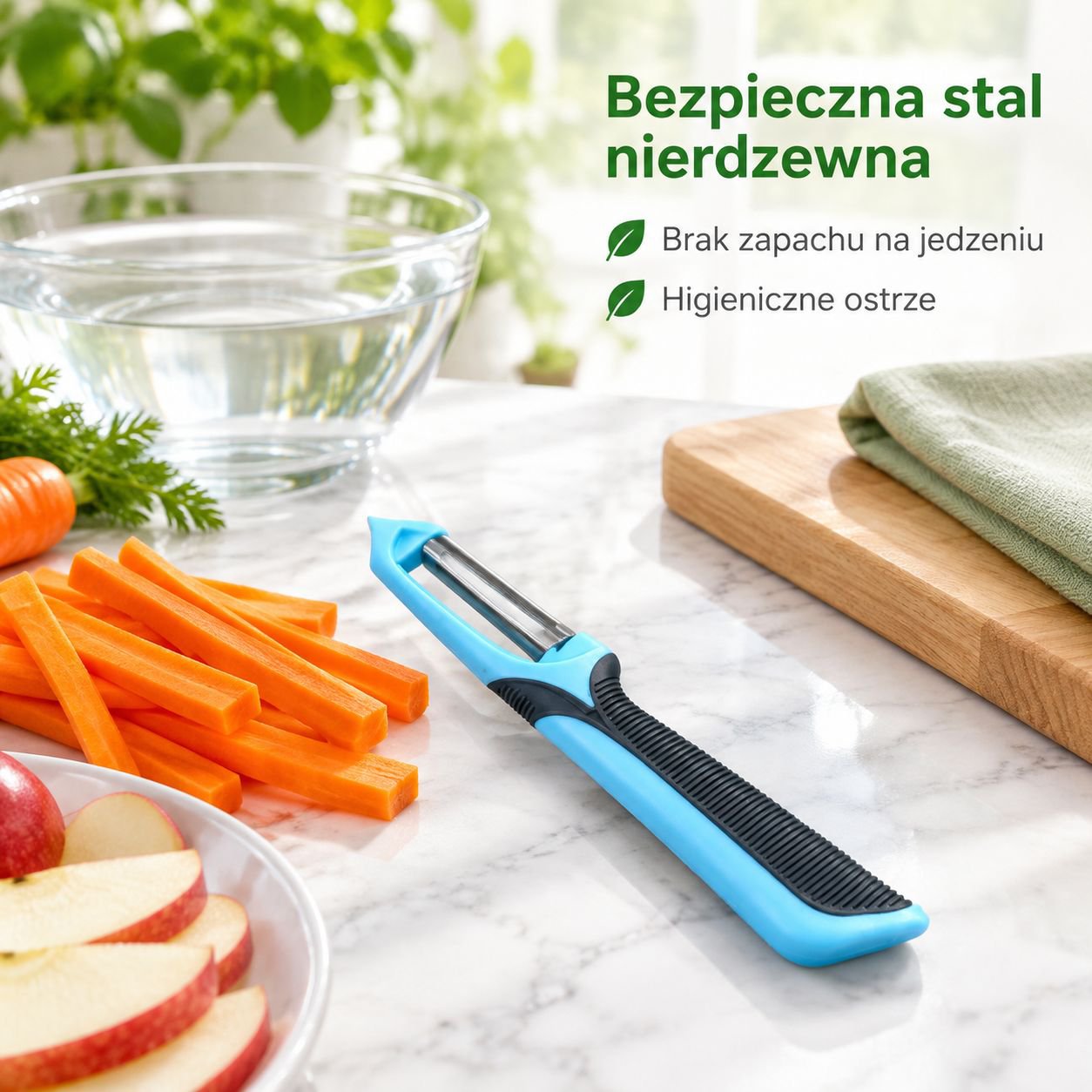 Obieraczka ze stali nierdzewnej z powłoką antypoślizgową