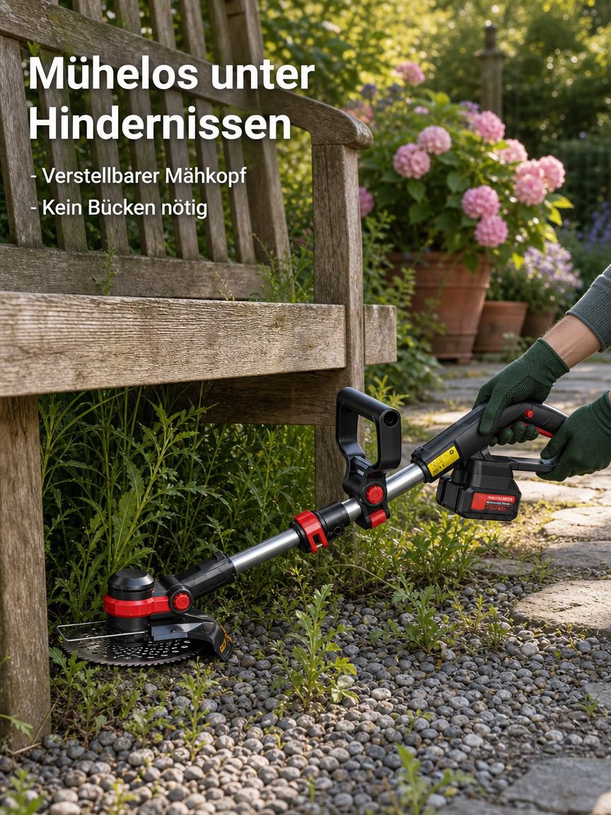 Rasenmäher mit zusammenklappbarem Griff für einfachen Transport
