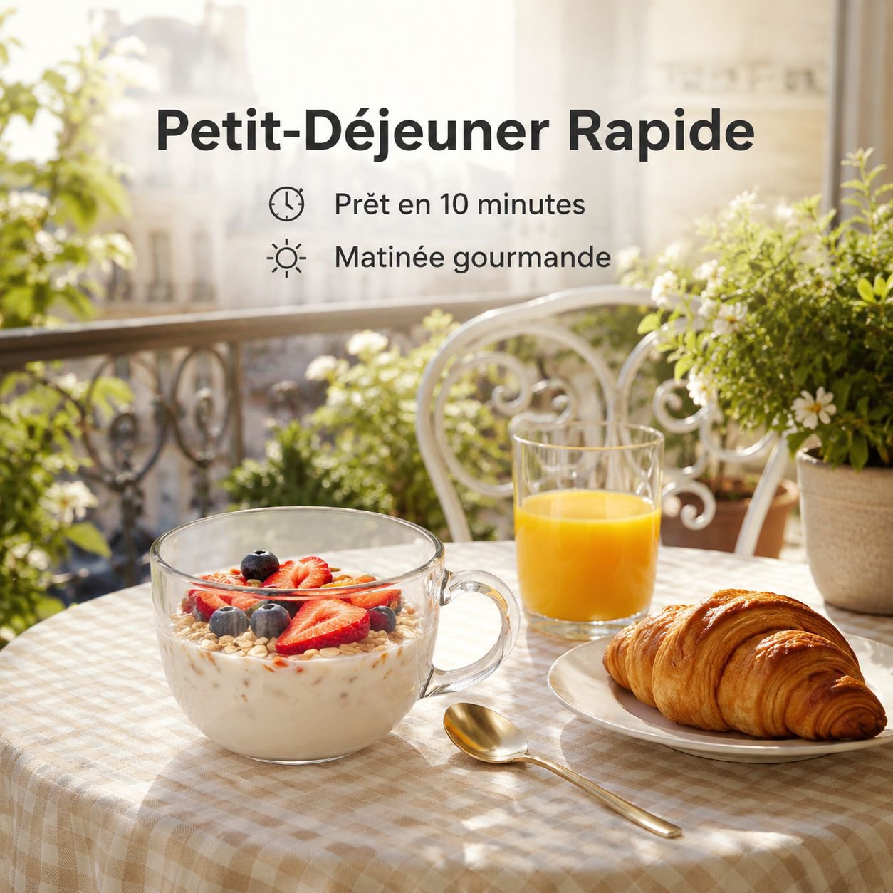 Verre à petit-déjeuner grande capacité avec couvercle et cuillère