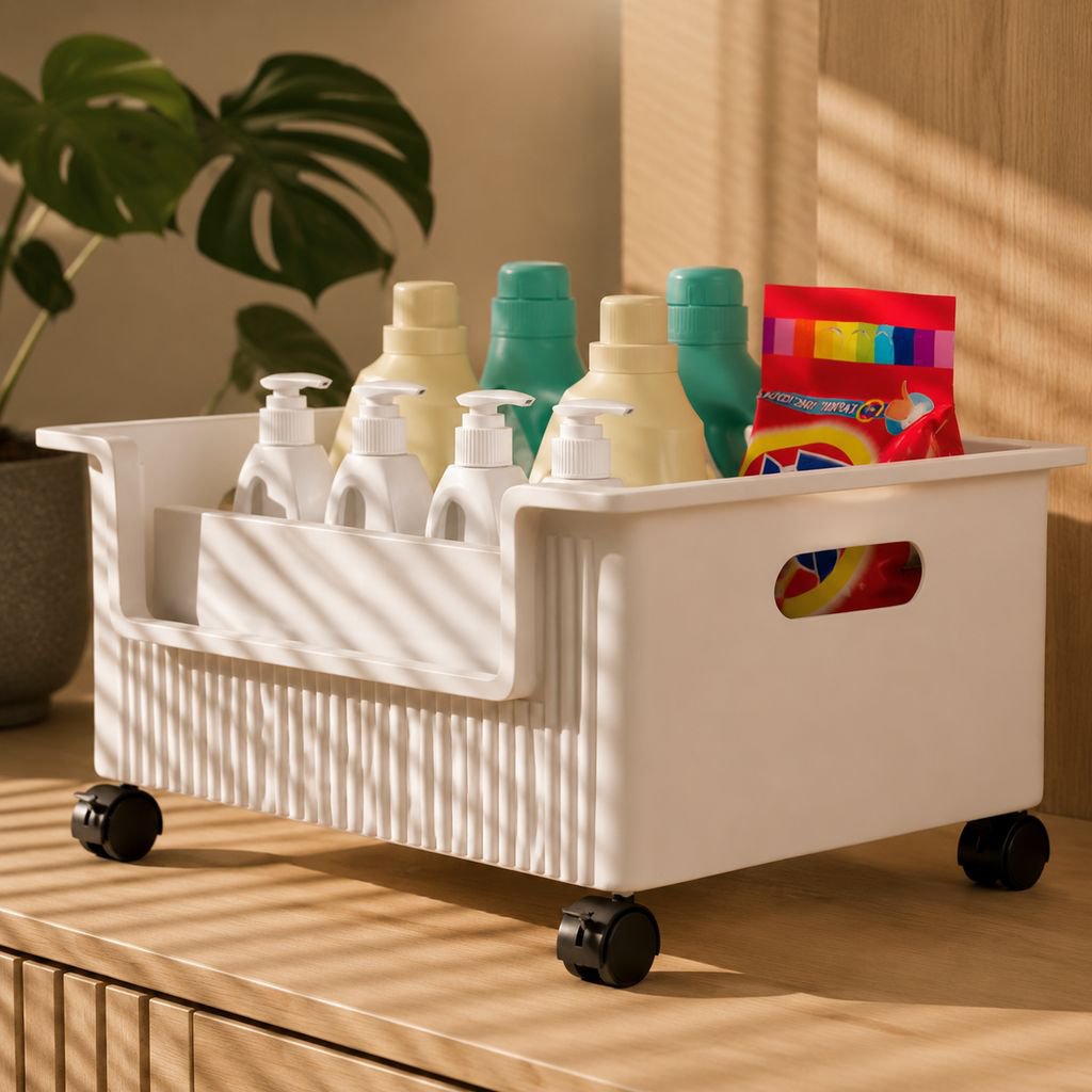 Adjustable bathroom shelf for toiletries and essentials