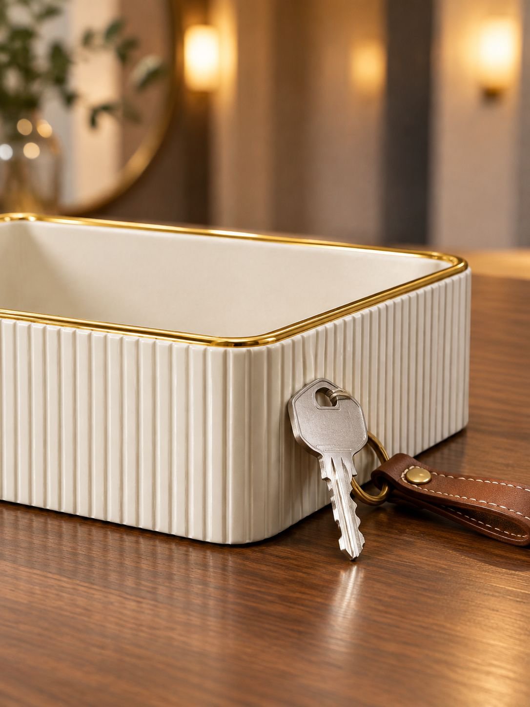 Luxuriöse cremeweiße Aufbewahrungsbox für Schmuck und Kosmetik