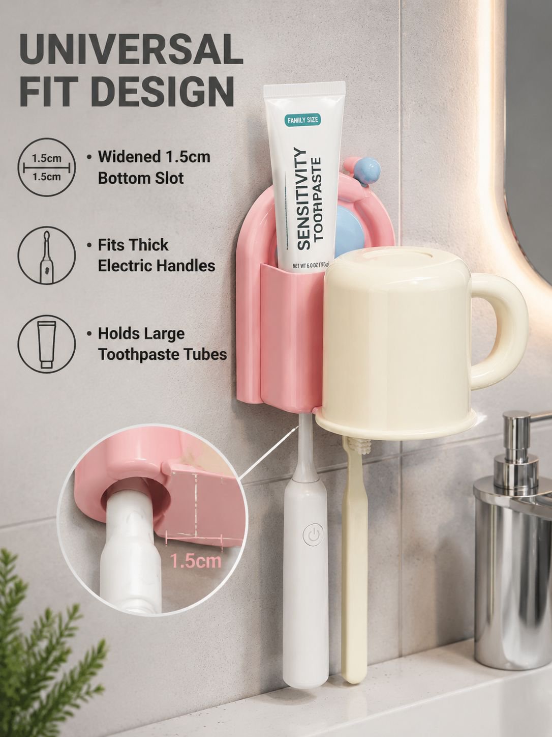 Wall-mounted Electric Toothbrush Holder with Rinse Cup