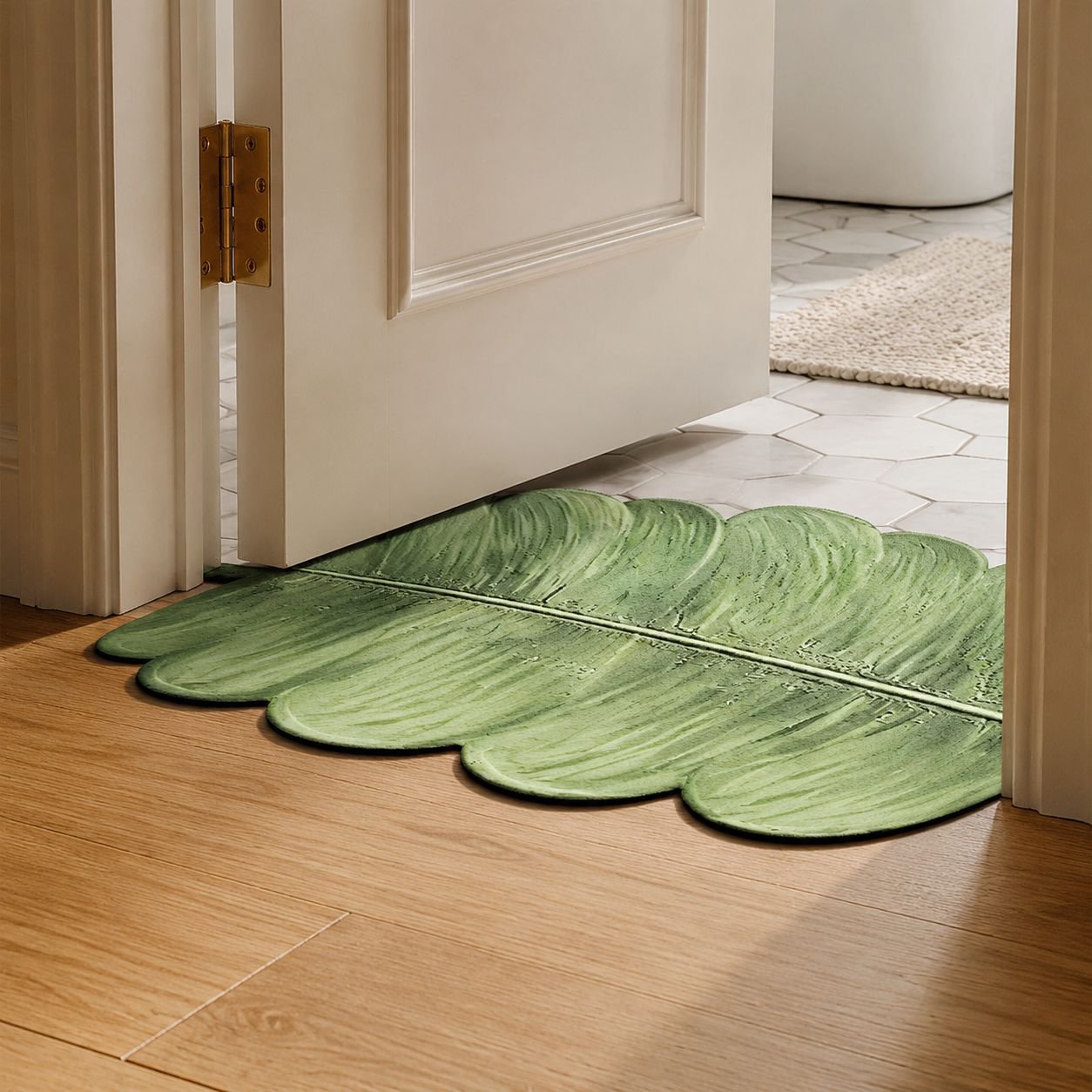Leaf-Shaped Diatomaceous Earth Water-Absorbing Non-Slip Mat for Bathroom and Entryway
