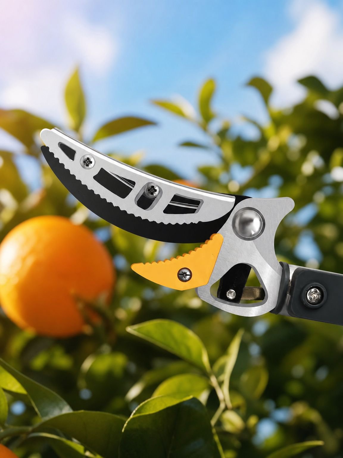 Recolector de frutas de alta altitud en uso