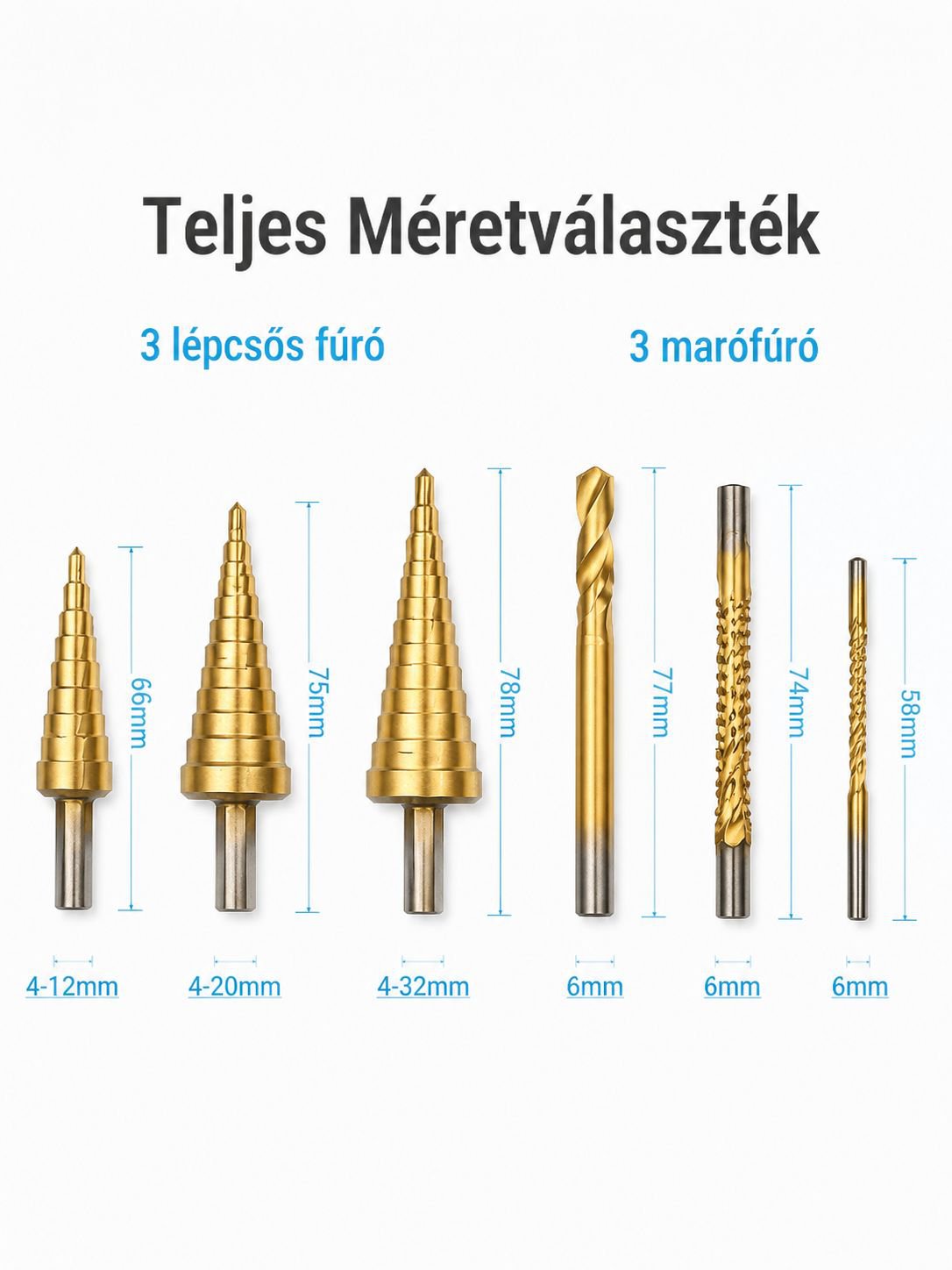 Lépcsős fúró fa és műanyag anyaghoz is