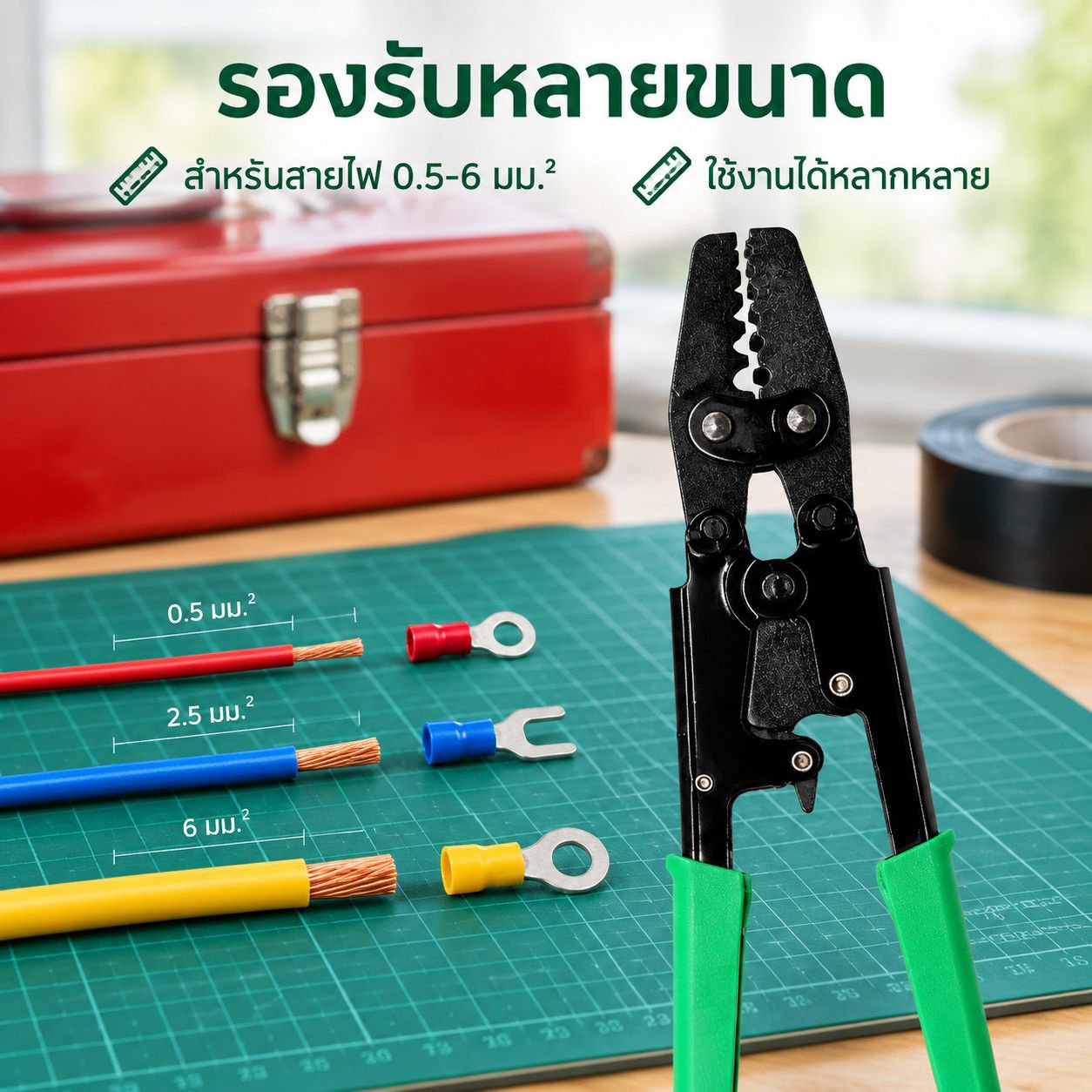 คีมย้ำหางปลาสำหรับขั้วสายไฟ
