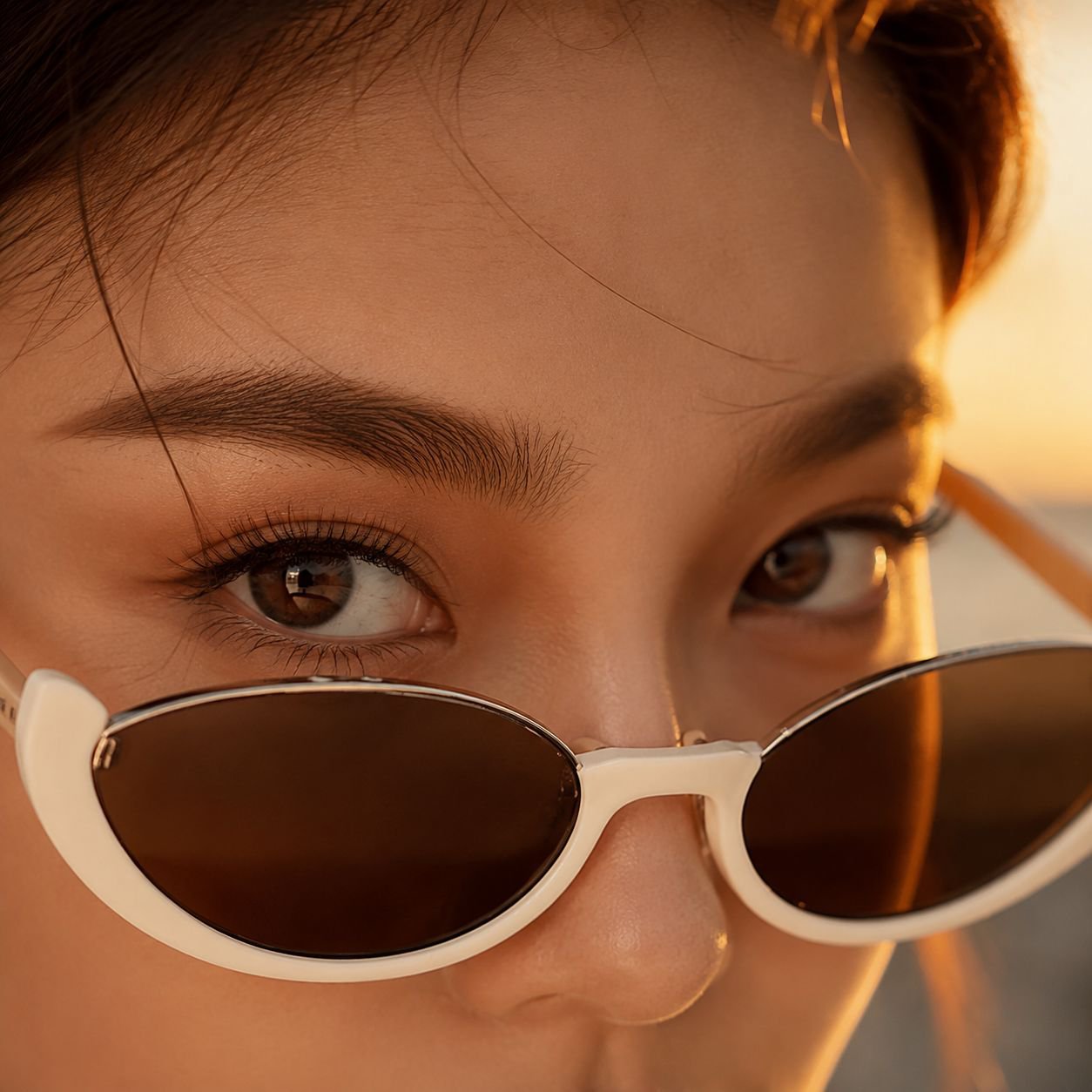 Gafas de sol cat eye de media montura para mujer, estilo retro de calle, moda europea y americana