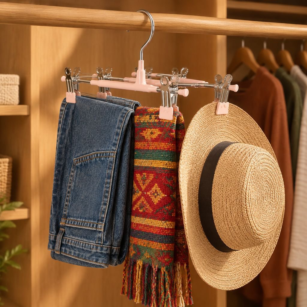 Perchero multifuncional antideslizante de acero inoxidable para pantalones, pinza organizadora