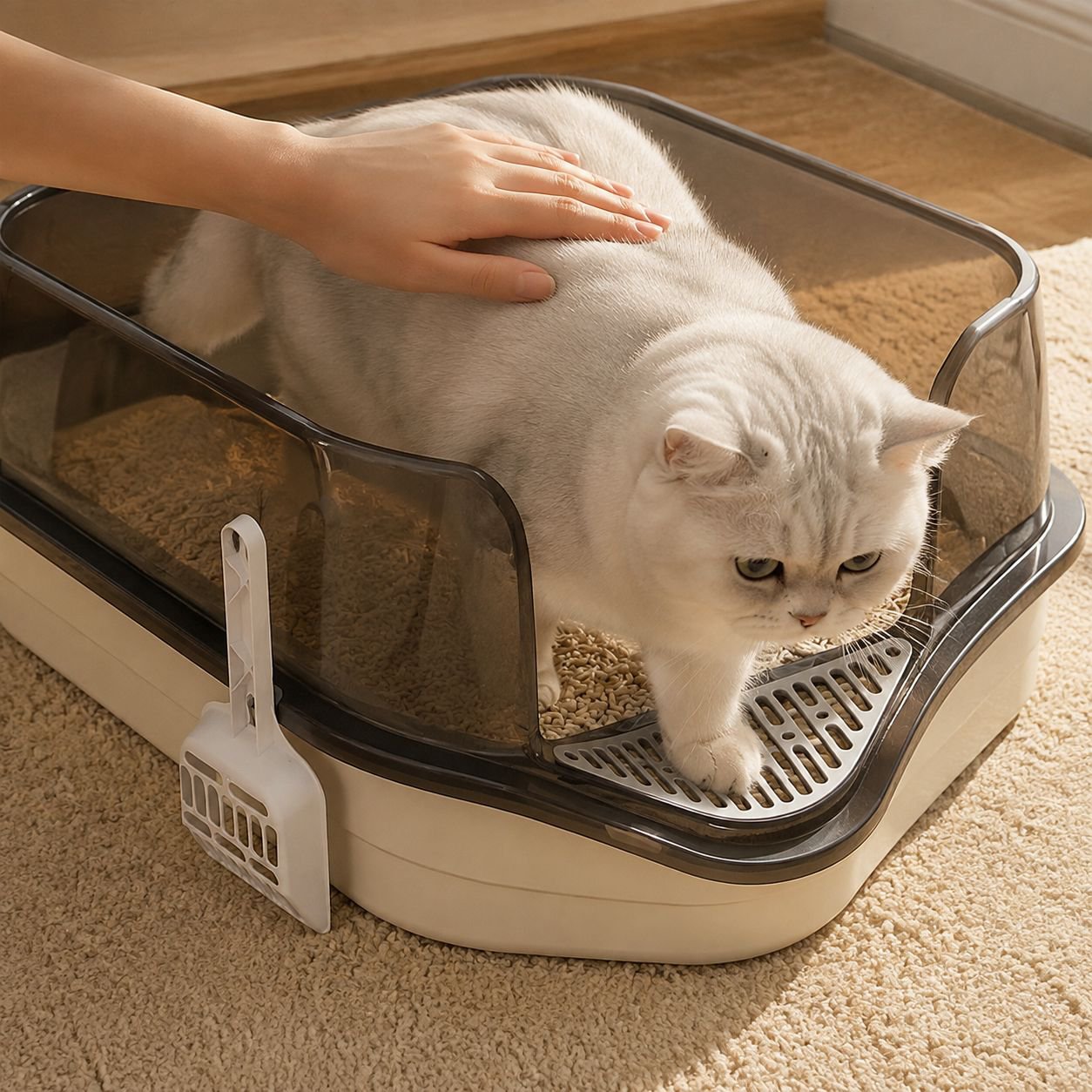 Extra Large Semi-Enclosed Splash-Proof Cat Litter Box