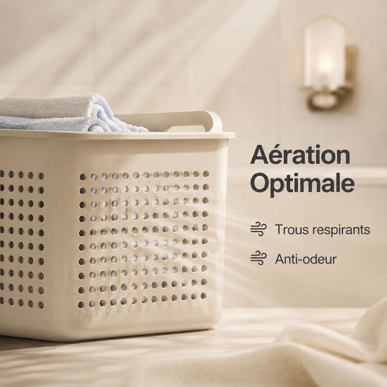 Panier à linge sale couleur crème