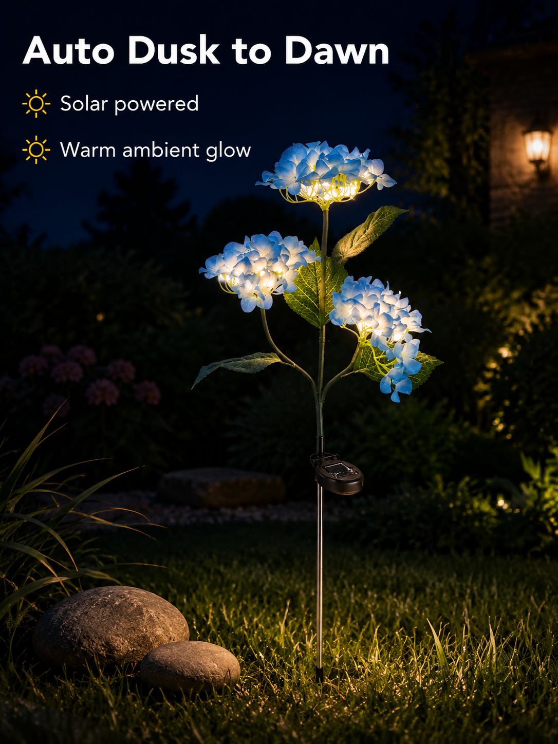 Solar Hydrangea String Lights Outdoor Waterproof Decorative Lamp for Garden and Home