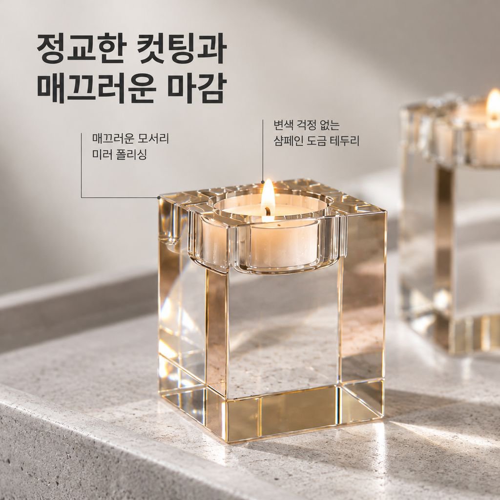 사각 크리스탈 유리 캔들홀더 로맨틱 캔들라이트 디너 식탁 촛대 소품