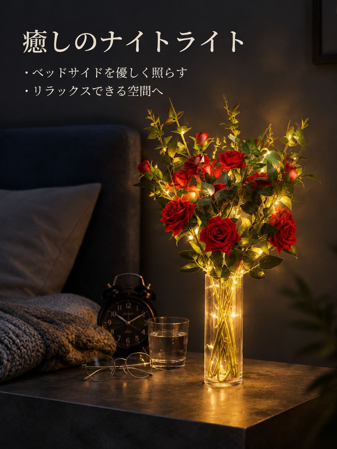 インテリア用造花バラの置物