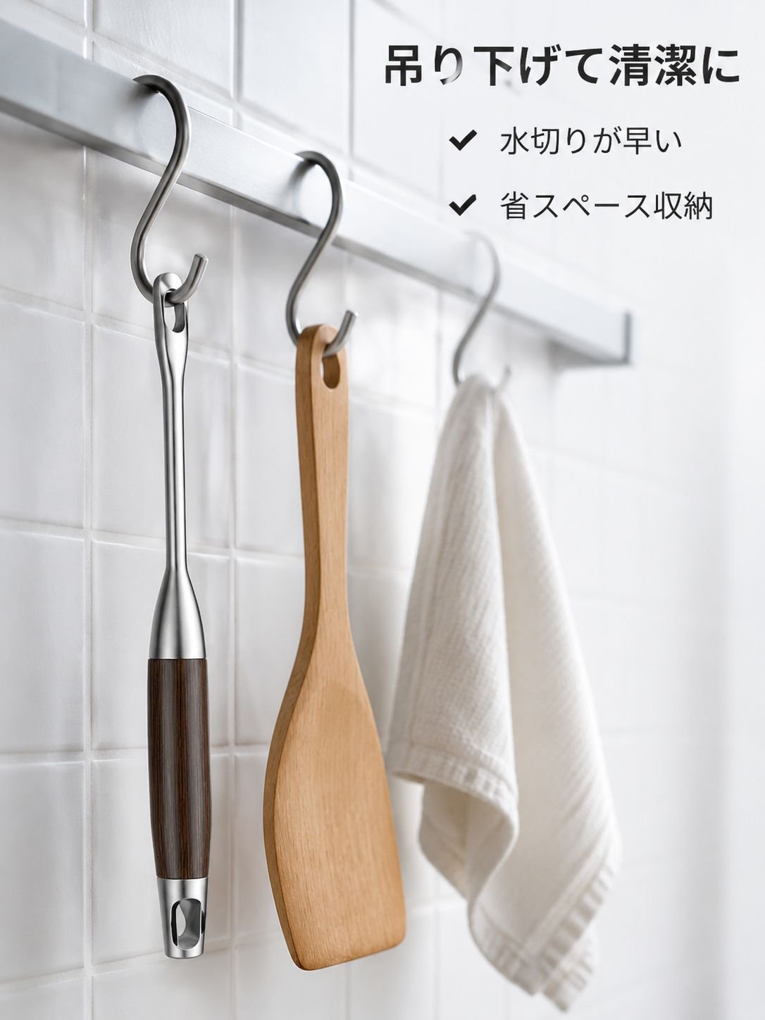 キッチン用ステンレススチールたわし 長柄クリーニングブラシ
