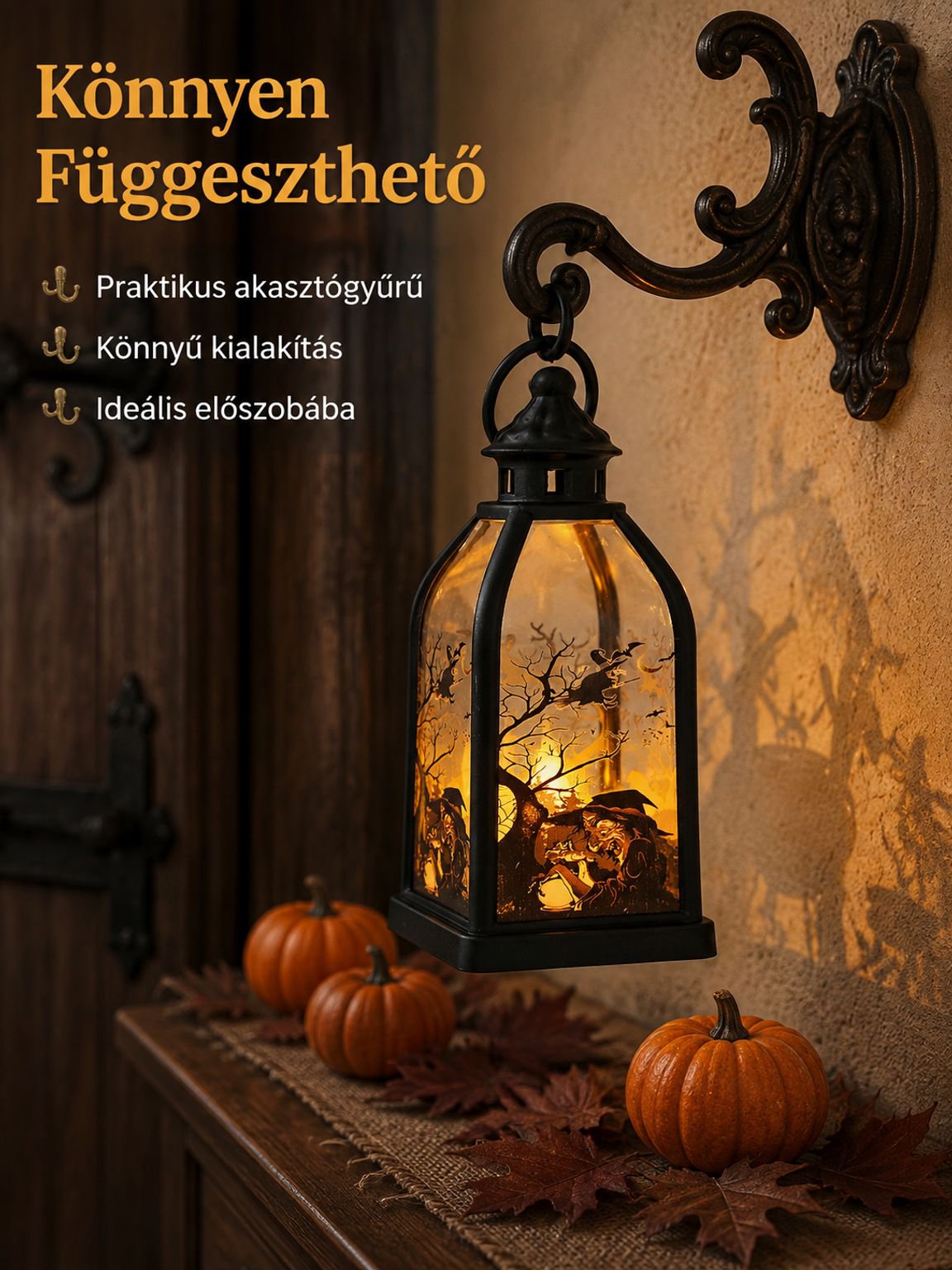 Retro Halloween Tök Gyertya Lámpa Dekorációs Dísz