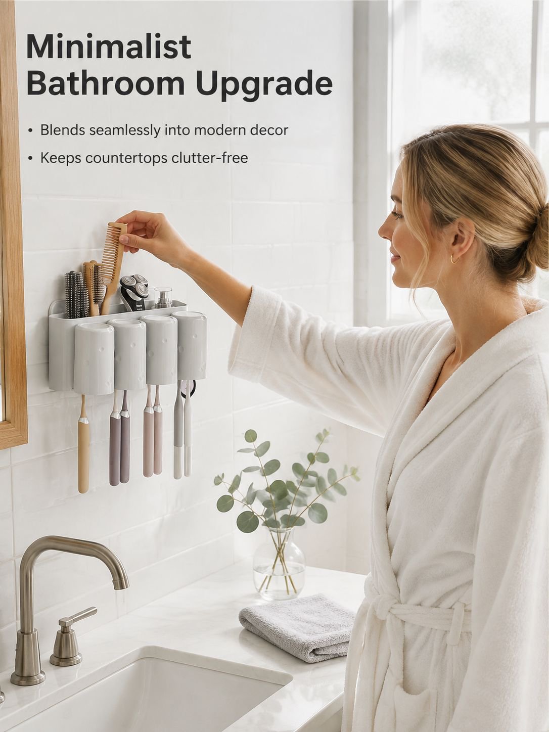 No-Drill Suction Toothbrush Stand