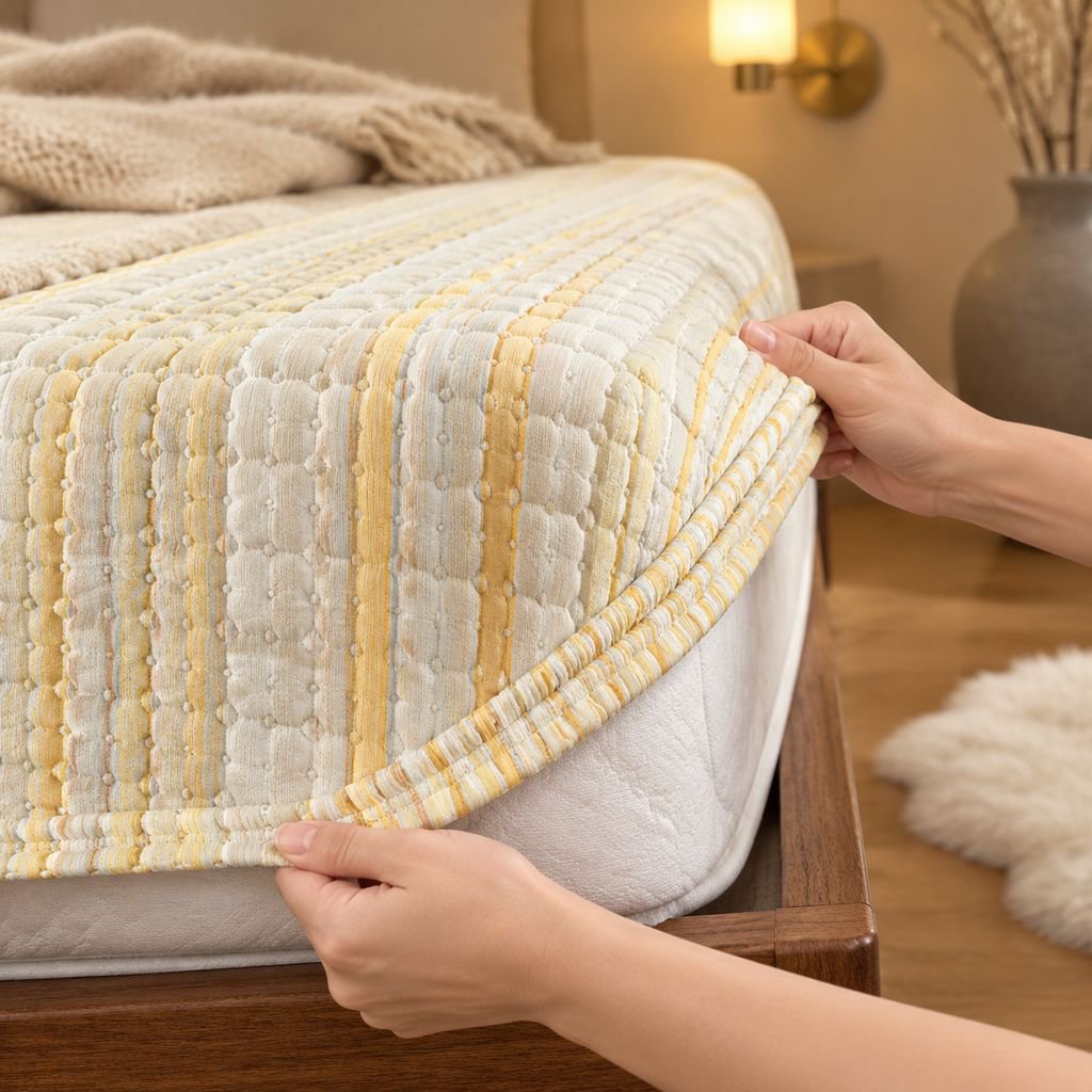 Protège-matelas drap-housse épais en coton lavé classe A