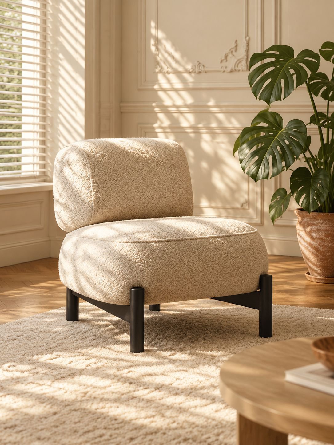 Einzelsessel im Crème-Stil mit eleganter Form