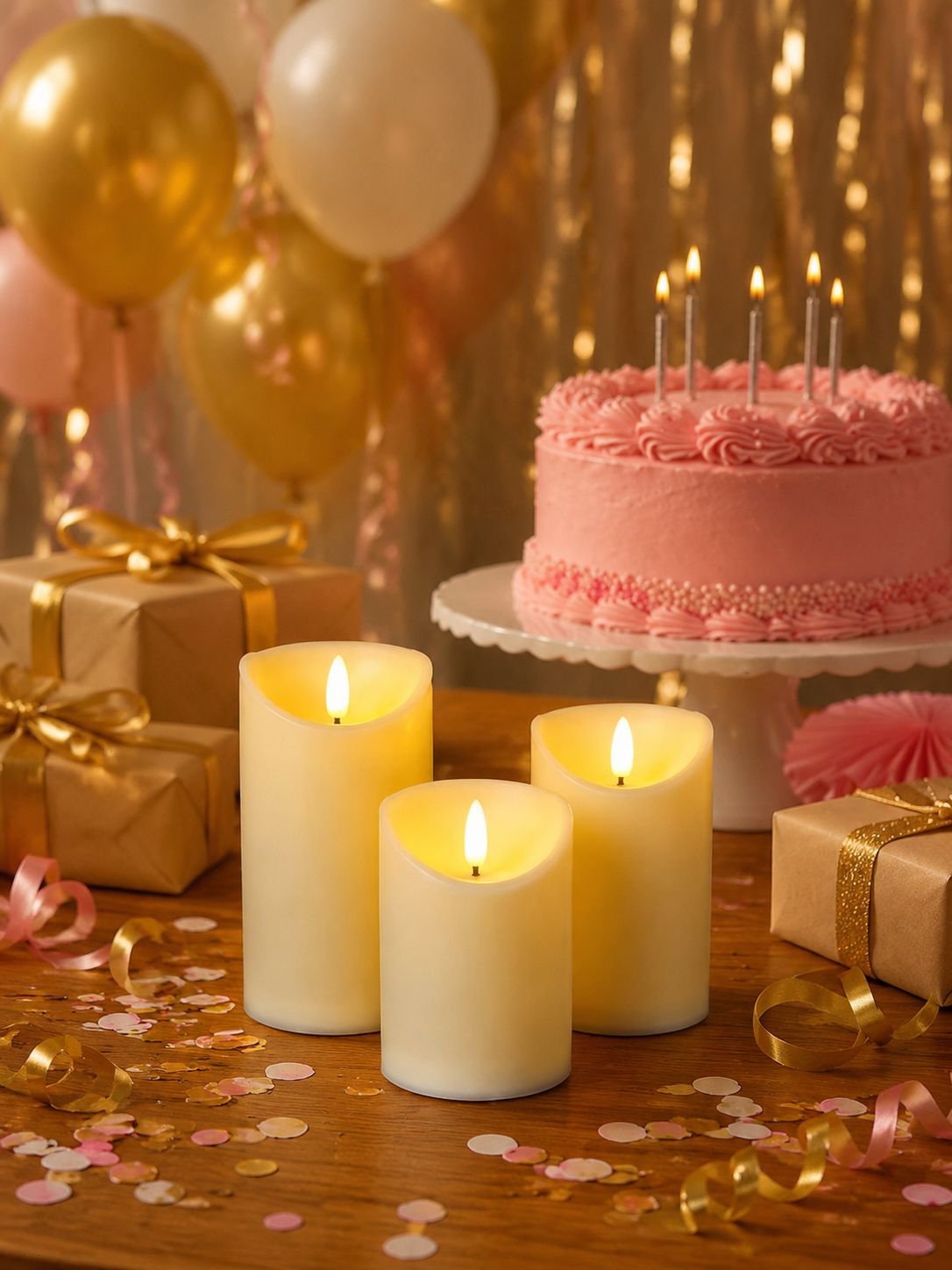 Geburtstagsdeko: 3er-Packung elektronische Kerzen