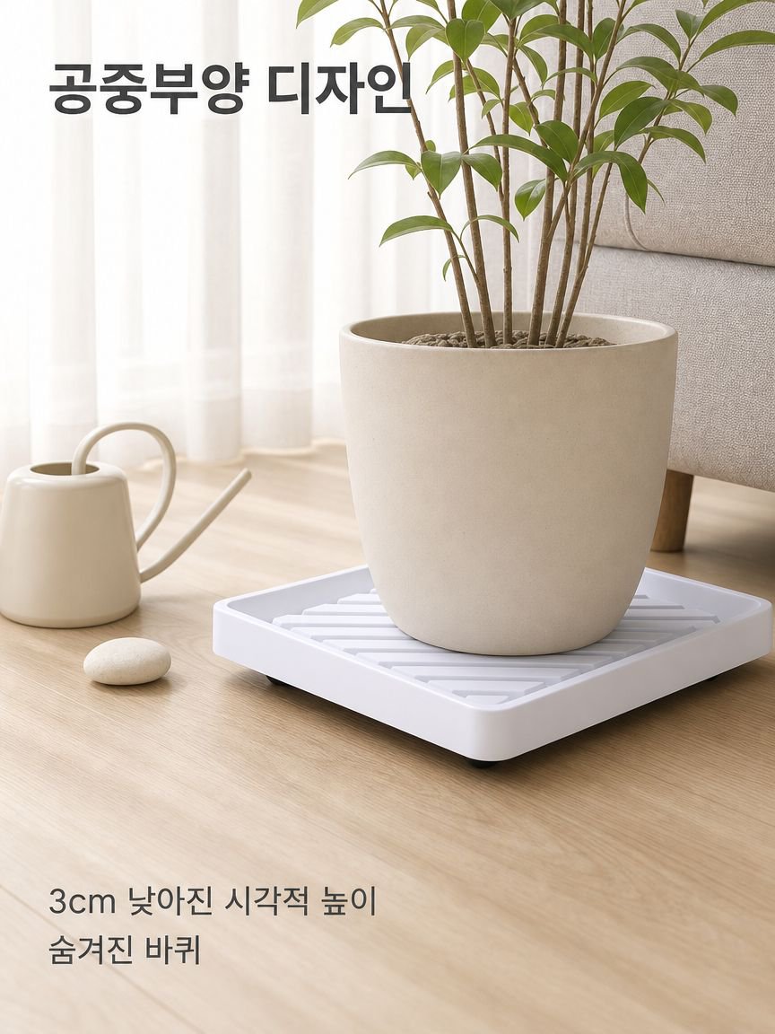 고급 정사각형 통기성 숨겨진 이동식 화분 받침대(바퀴 포함)