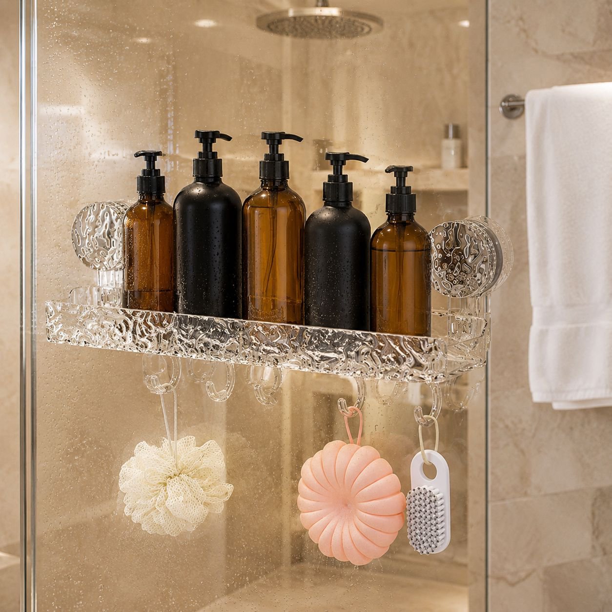 No-Drill Glacier Pattern Suction Cup Wall Shelf