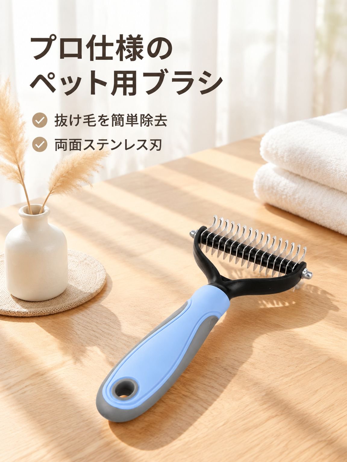 厚い髪結び除去ペット用両面ブラシ