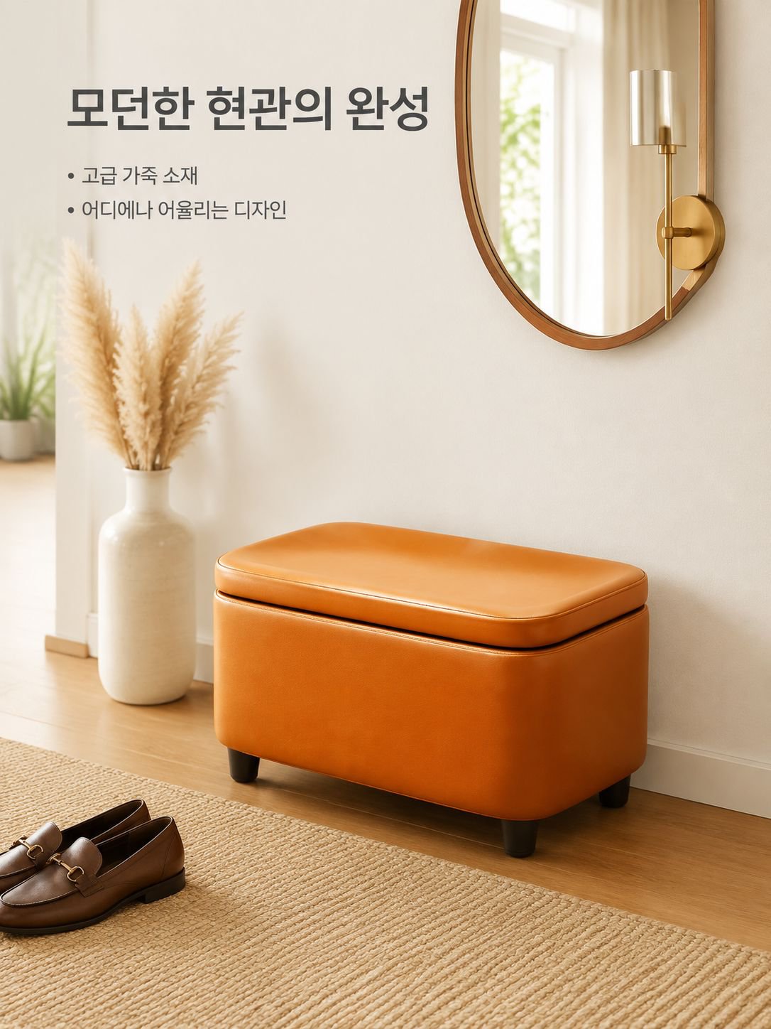 가죽 쿠션 신발 벤치