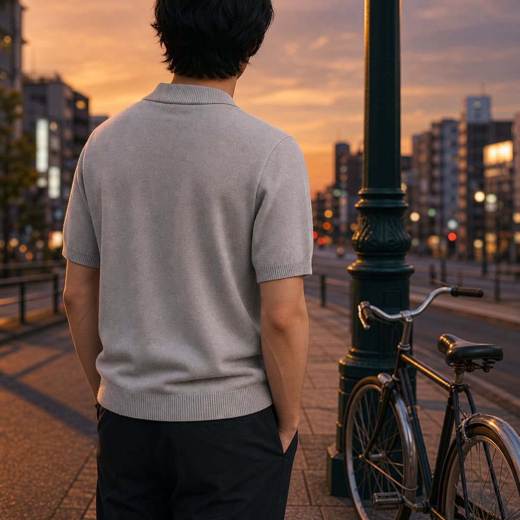 無地で合わせやすいメンズカジュアル七分袖トップス