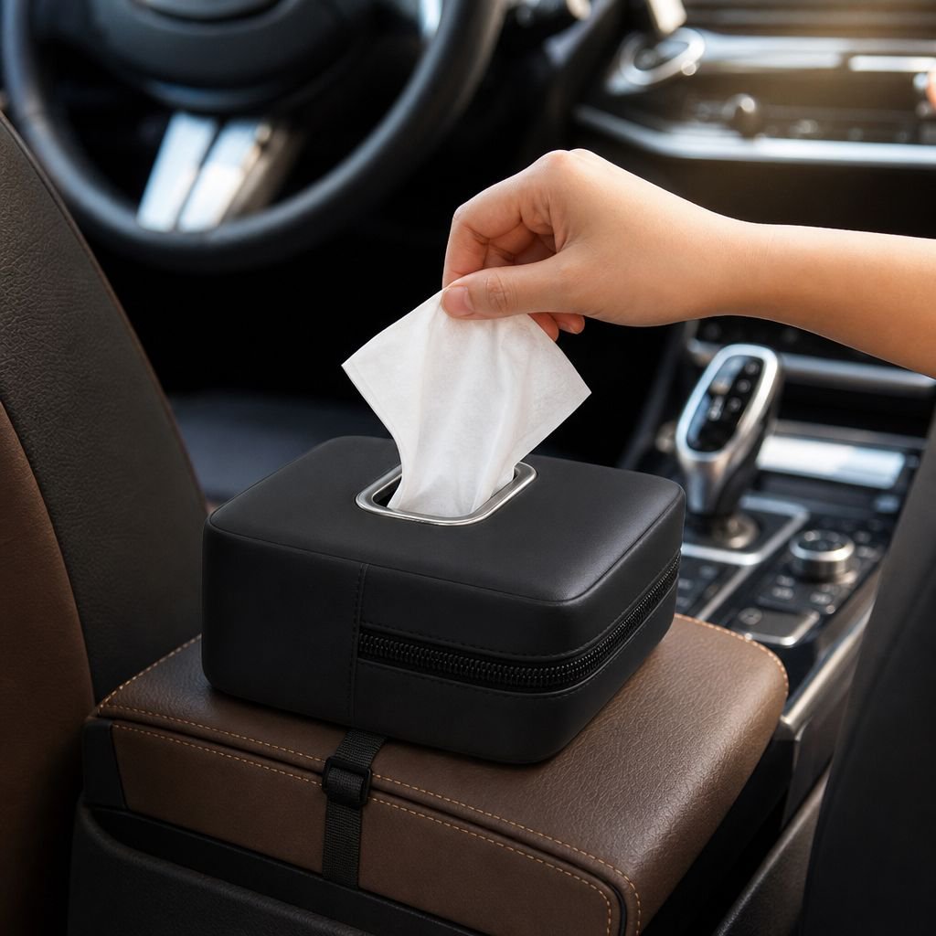 Accesorio de interior: caja de pañuelos de lujo para coche