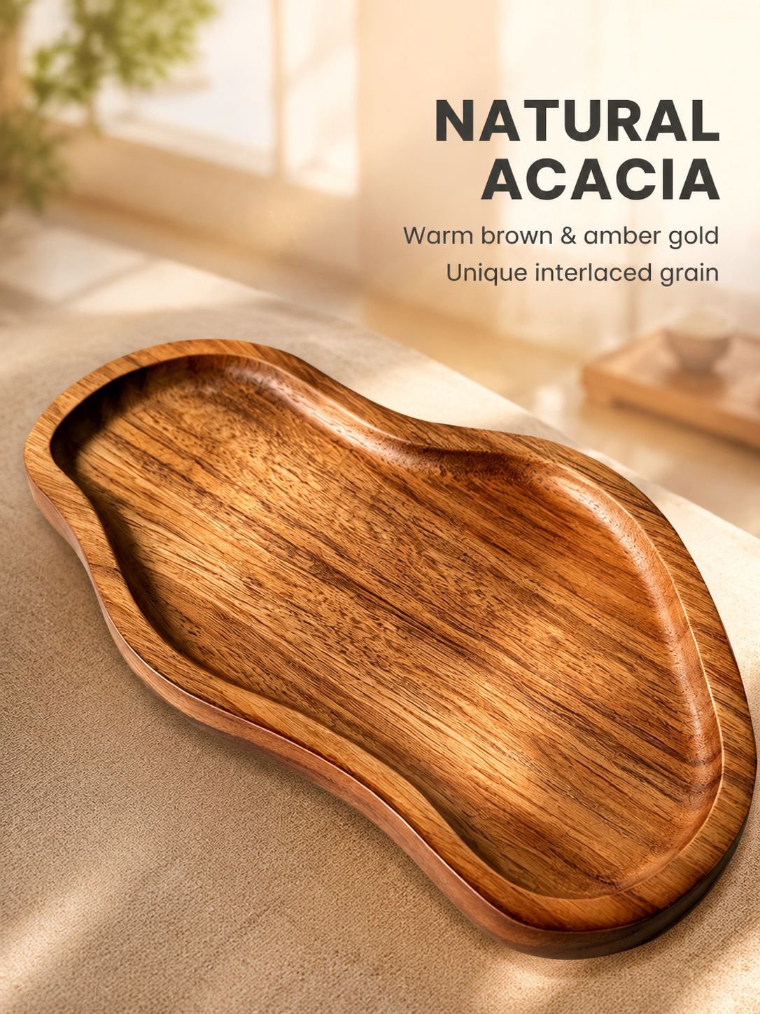 Japanese-style wooden tray for serving coffee and tea