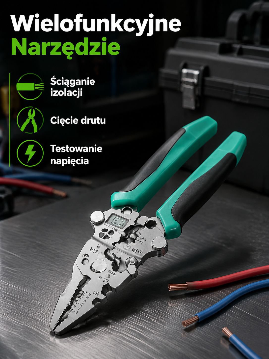 Wielozadaniowy zestaw do cięcia i pomiaru napięcia dla elektryków