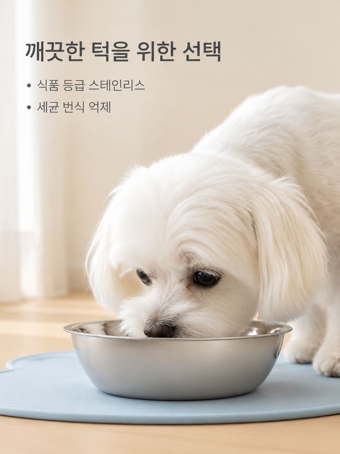 실버 스테인리스 강아지 사료 그릇