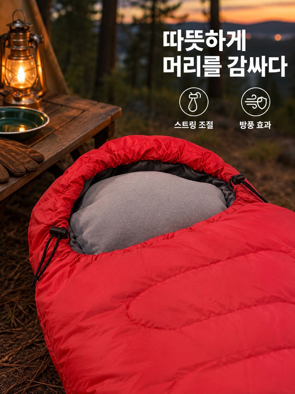 여름 캠핑 전용 야외 후드 봉투형 침낭 휴식 침낭