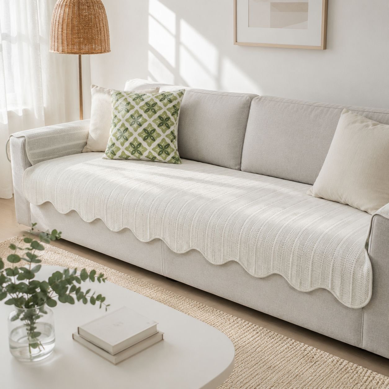 Anti-Skid Ice Silk Sofa Pad for Summer Comfort