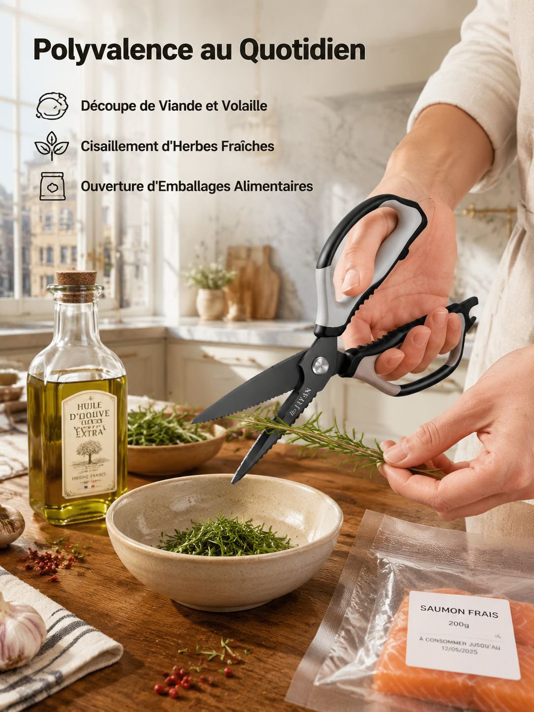 Ciseaux de cuisine en acier inoxydable pour poulet