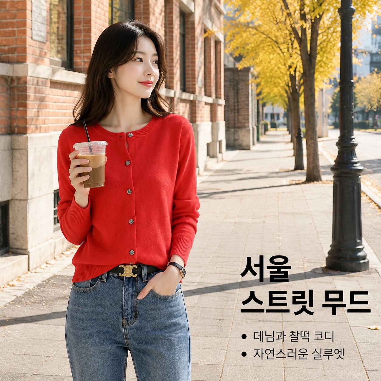 가을 여성 라운드넥 니트 가디건