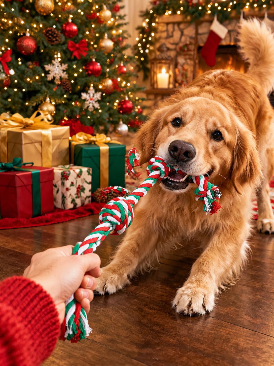 犬用クリスマスロープおもちゃセット
