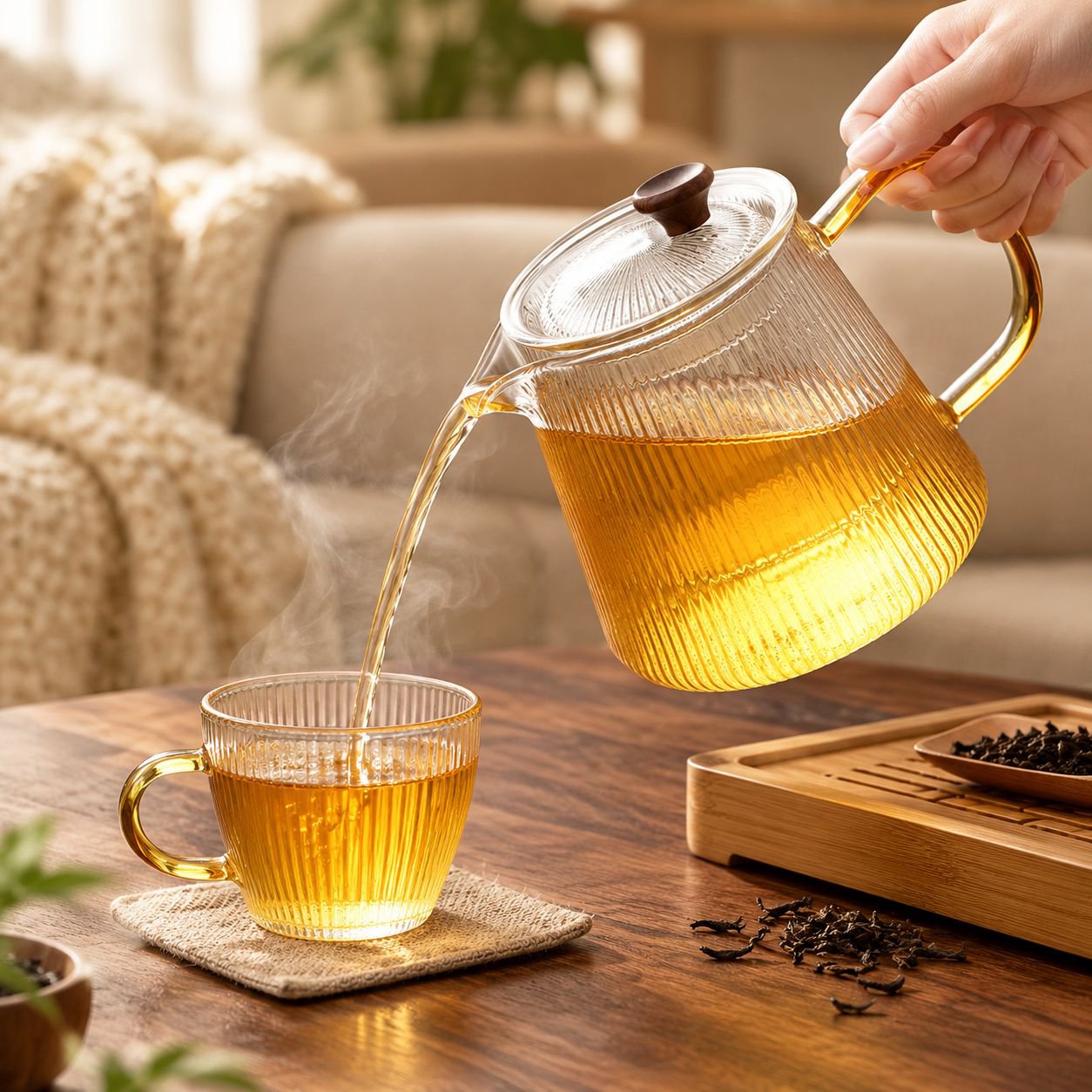 New Striped Glass Teapot